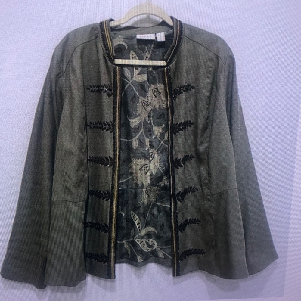 Zara Olive Embroidered Women's Blazer